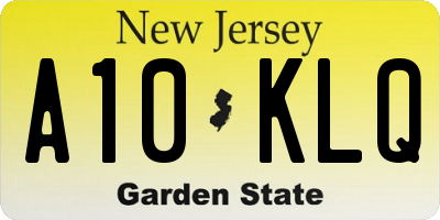 NJ license plate A10KLQ