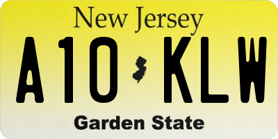 NJ license plate A10KLW