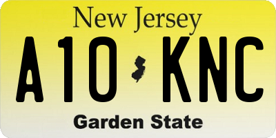 NJ license plate A10KNC