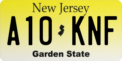 NJ license plate A10KNF