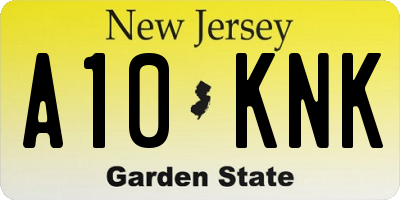 NJ license plate A10KNK