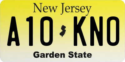 NJ license plate A10KNO