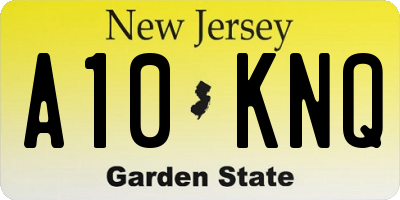 NJ license plate A10KNQ