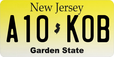 NJ license plate A10KOB