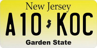 NJ license plate A10KOC