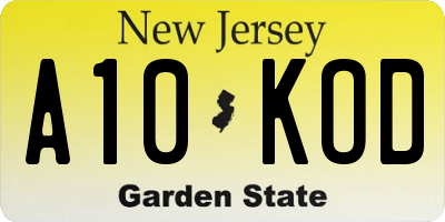 NJ license plate A10KOD