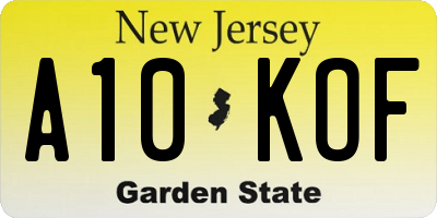 NJ license plate A10KOF