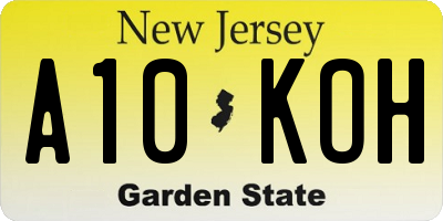 NJ license plate A10KOH