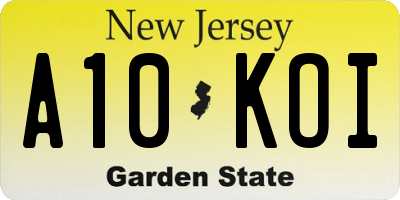 NJ license plate A10KOI