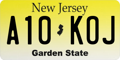 NJ license plate A10KOJ