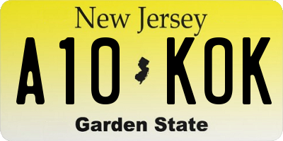 NJ license plate A10KOK