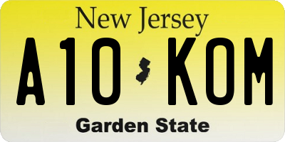 NJ license plate A10KOM