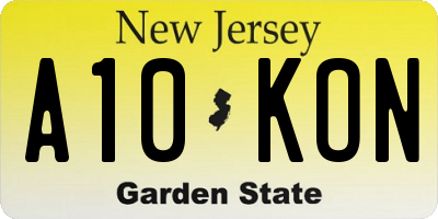 NJ license plate A10KON