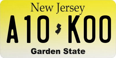 NJ license plate A10KOO