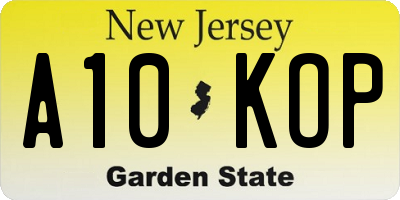 NJ license plate A10KOP