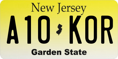 NJ license plate A10KOR