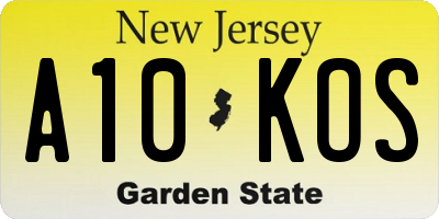 NJ license plate A10KOS