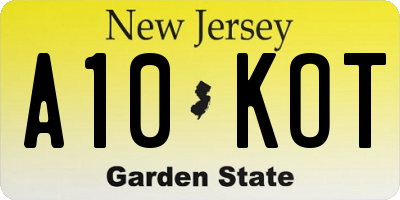 NJ license plate A10KOT