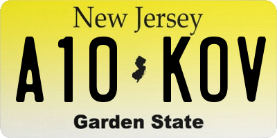 NJ license plate A10KOV