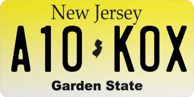 NJ license plate A10KOX