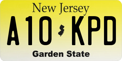 NJ license plate A10KPD