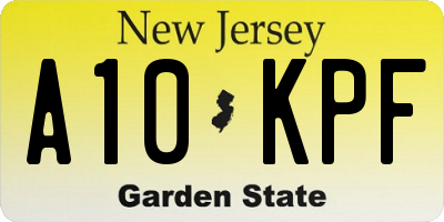 NJ license plate A10KPF