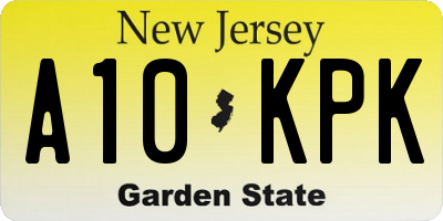 NJ license plate A10KPK