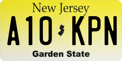 NJ license plate A10KPN