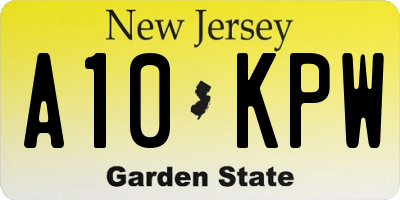 NJ license plate A10KPW