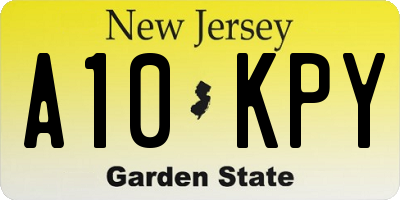 NJ license plate A10KPY