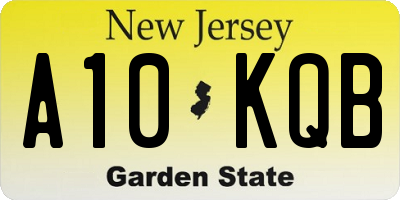 NJ license plate A10KQB