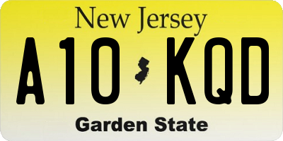 NJ license plate A10KQD