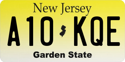 NJ license plate A10KQE