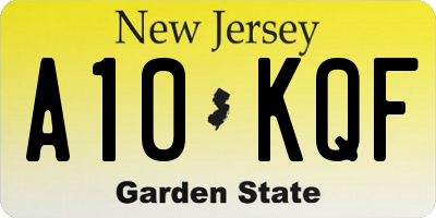 NJ license plate A10KQF