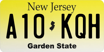 NJ license plate A10KQH