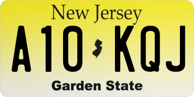 NJ license plate A10KQJ