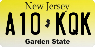 NJ license plate A10KQK