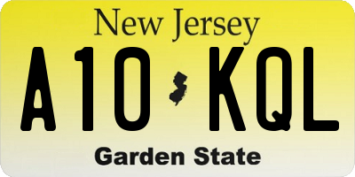 NJ license plate A10KQL