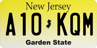 NJ license plate A10KQM