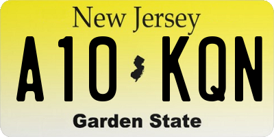 NJ license plate A10KQN