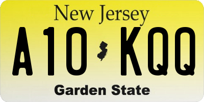 NJ license plate A10KQQ