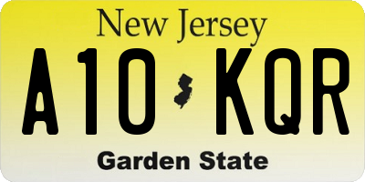 NJ license plate A10KQR