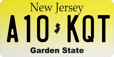 NJ license plate A10KQT