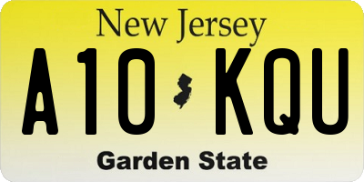 NJ license plate A10KQU