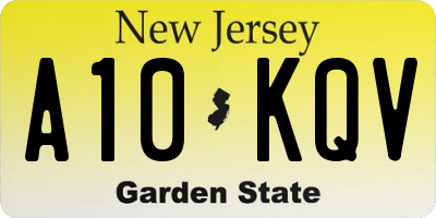 NJ license plate A10KQV