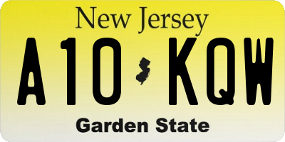 NJ license plate A10KQW