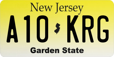 NJ license plate A10KRG