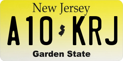 NJ license plate A10KRJ