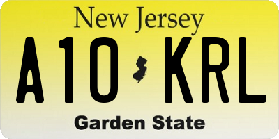 NJ license plate A10KRL