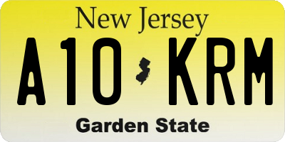 NJ license plate A10KRM